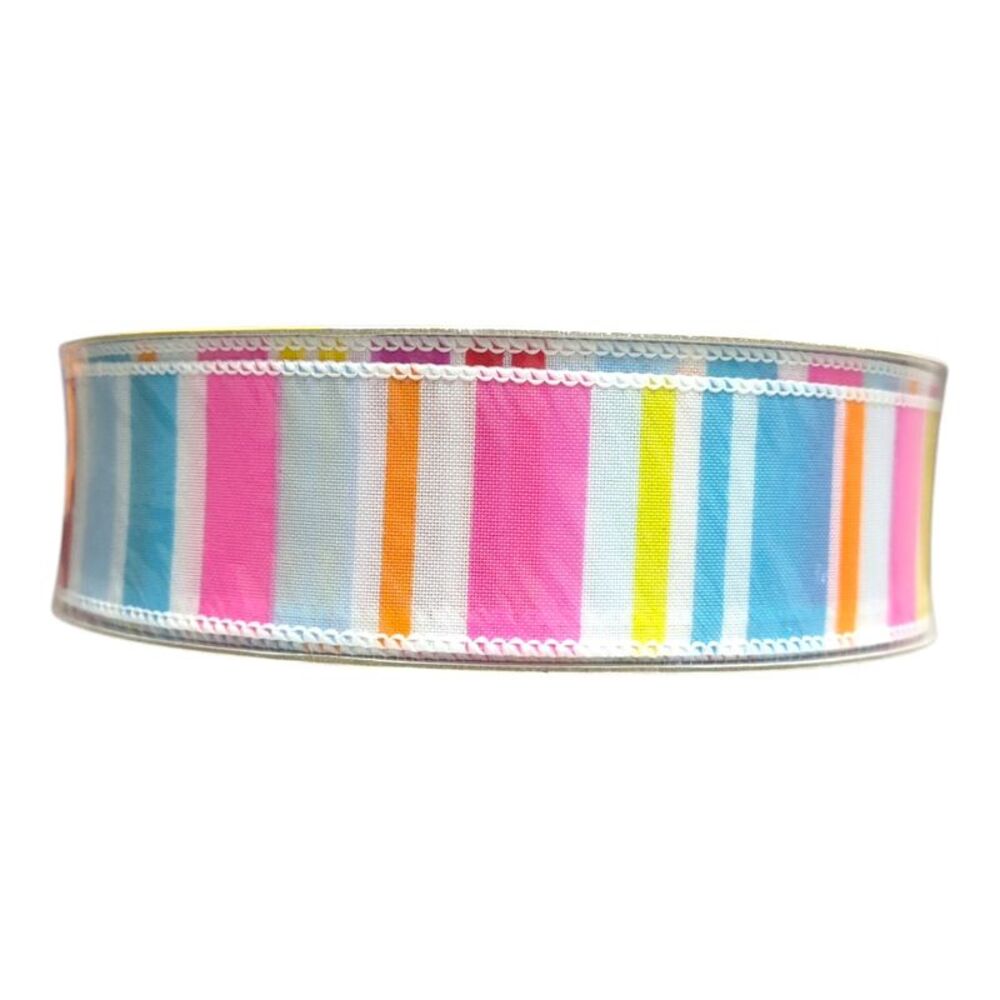 Multi Stripe - Member's Mark Wired Edge Premium Spring Ribbon, 1.5in Wide x 50yd